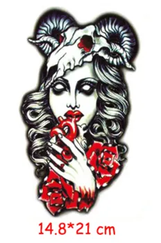 

Waterproof Temporary Body Art Arm Shoulder Chest Violin Rose Witch Tattoo Sticker Women/Men Hot Sale 14.8*21 Cm