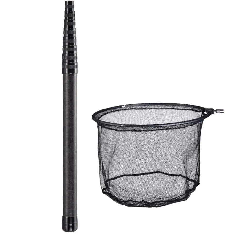 Carbon Fishing Net Fish Landing Hand Net Foldable Collapsible Telescopic Pole Handle Fishing Tackle