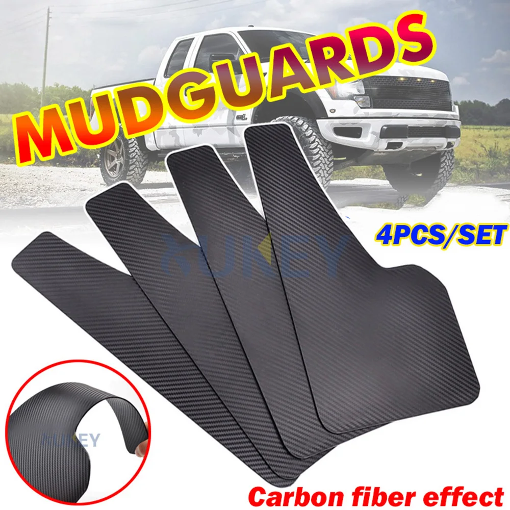 

4pcs Carbon Fiber effect Front Rear Set Universal Mud Flaps Splash Guards Mudguards Mudflaps Car Auto Van SUV Pickup Accessories