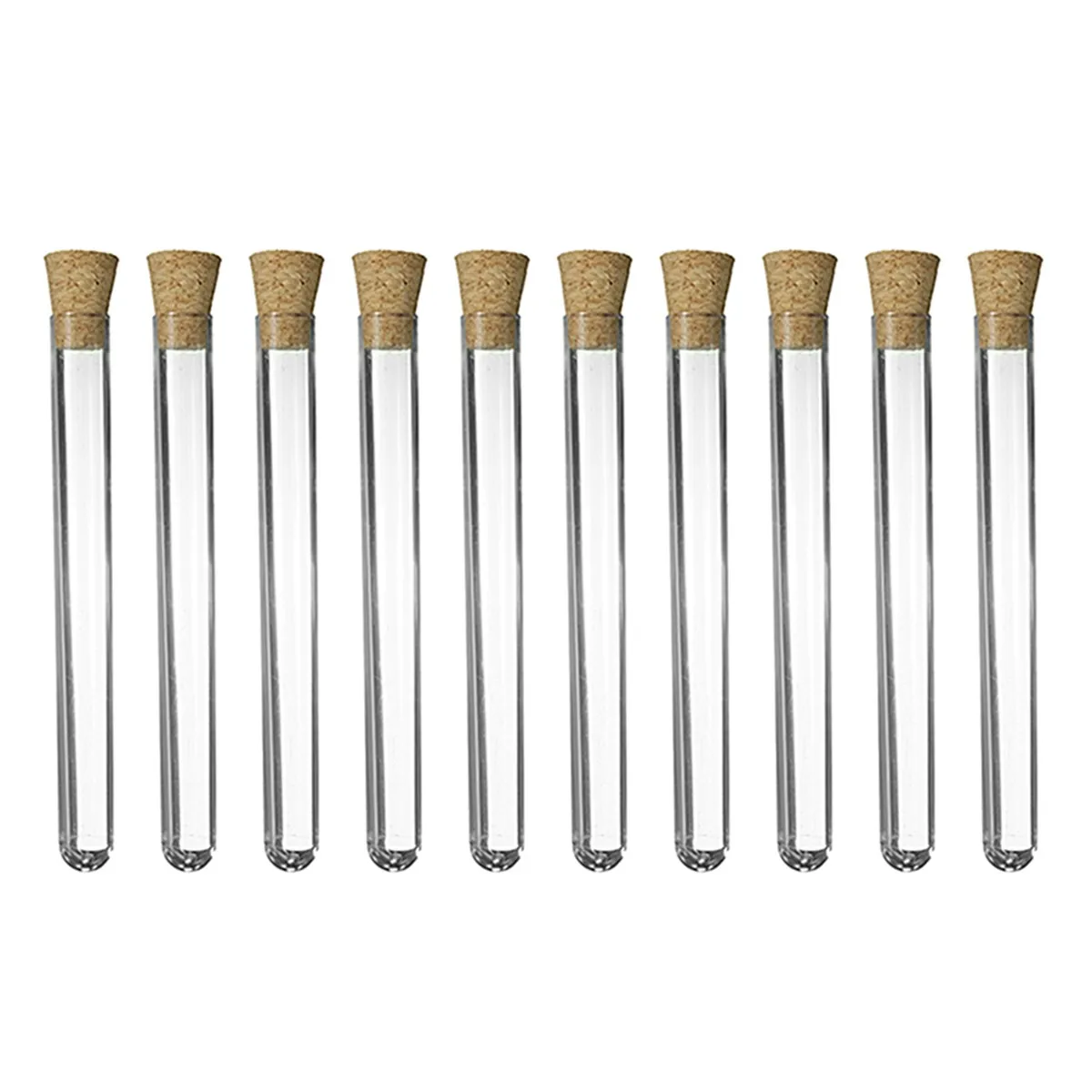

10 Pcs 16x150mm Clear Plastic Test Tubes With Corks Caps Stoppers Transparent Test Tube Lab Supplies