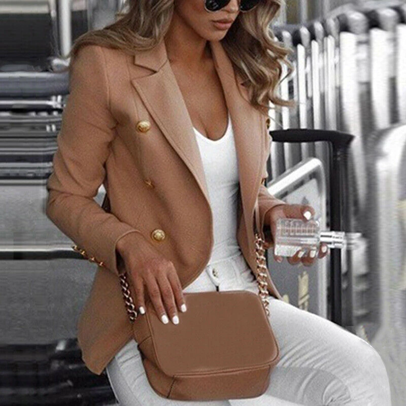 

Plus Size Women Blazer Elegant Office Lady Business Suit Autumn Winter Work Blazer Fashion Jackets Tops Coat Solid Clothes S-4XL