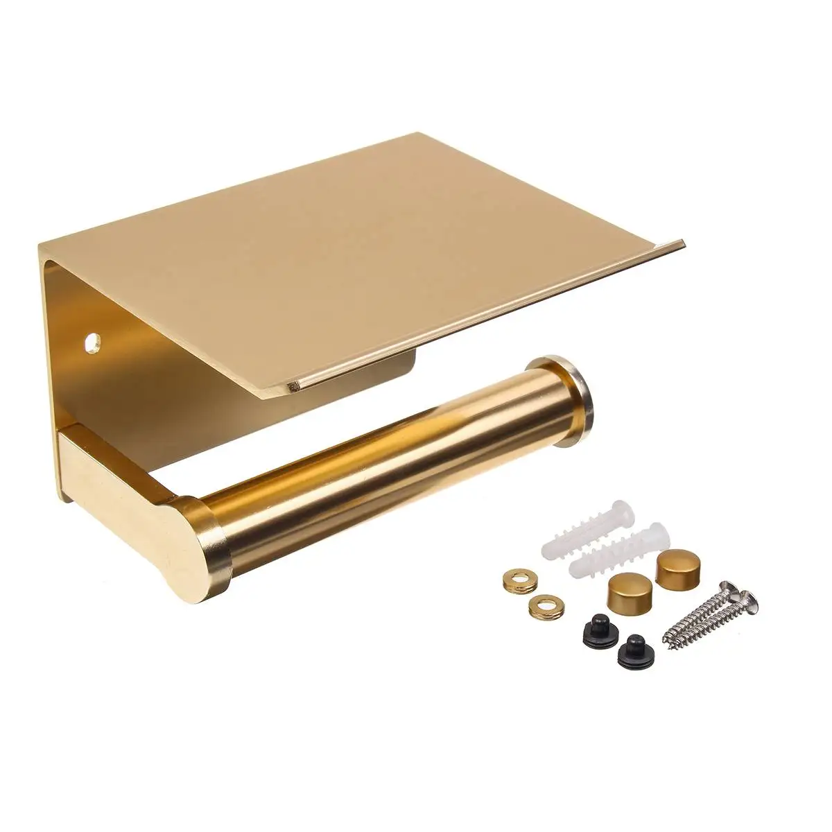 Aluminum Wall Mounted Toilet Paper Holder Shelf Tissue Roll Box