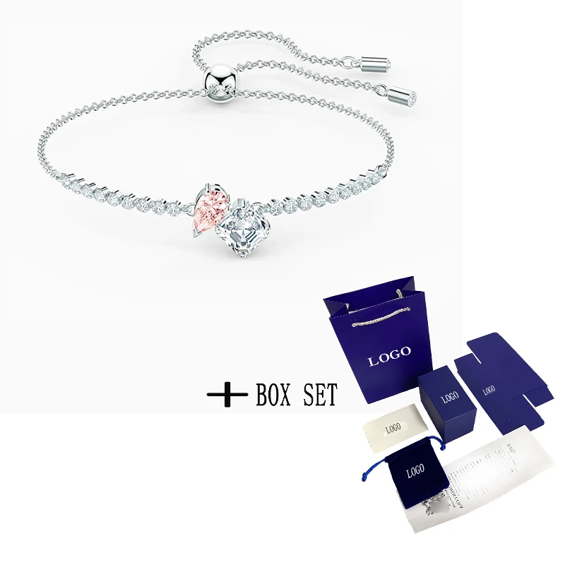 

Fashion SWA New ATTRACT SOUL Bracelet Platinum Simple Square Rose Red Crystal Luxury Romantic Fashion Bracelet Girlfriend Jewelr