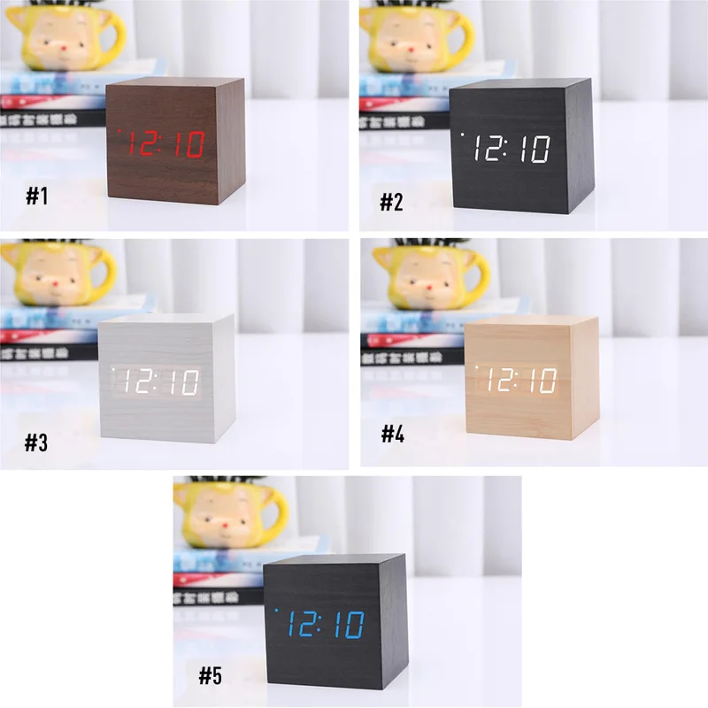 Mini Wooden Square Car Clock Electronic Clock Voice Control Digital LED Alarm Clock Luminous Auto Car Windshield Car Accessories Mini Wooden Square Car Clock Electronic Clock Voice Control Digital LED Alarm Clock Luminous Auto Car Windshield Car Accessories