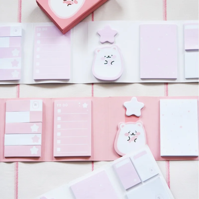 

Gluttonous Bear Combination 6 fold Self-Adhesive Memo Pad Sticky Notes Bookmark School Office Supply