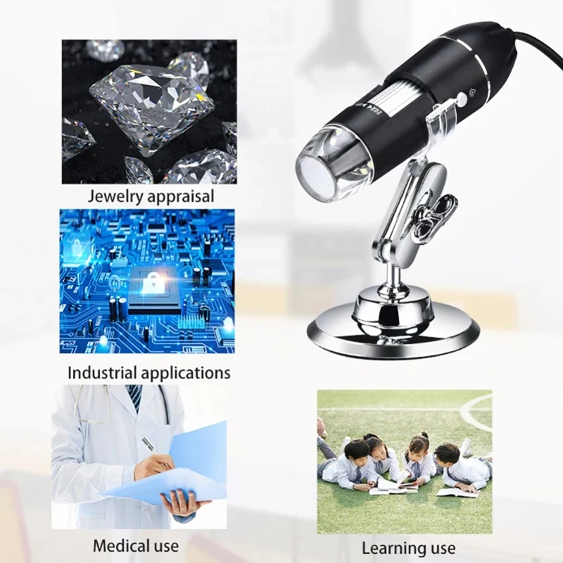 2MP Magnification Endoscope Electronic Magnifier 1600X Microscope Wireless Digital 1600X for Jewelry Appraisal 