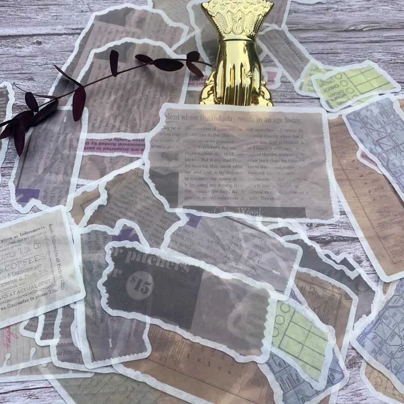 

60pcs Retro Faded Fragments English Letters Map Tags Old Paper Sticker Planner Diary Material Paper Stationery Scrapbooking