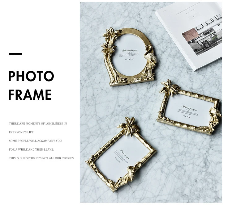 Nordic light luxury creative golden photo frame set room living room bedroom model room decoration desktop furnishings