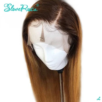 

13X4 Ombre Color T1b/27 Blonde 150% Lace Front Human Hair Wigs Dark Roots Brazilian Remy Straight Wigs Slove Rosa