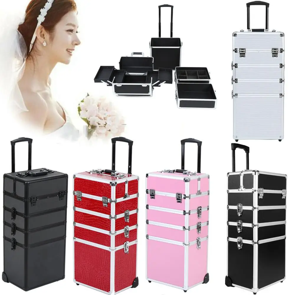 

Yonntech 5 in 1 Cosmetic Beauty Make Up Case Nail Hairdressing Suitcase Makeup Beauty BOX Trolley 5 Colors