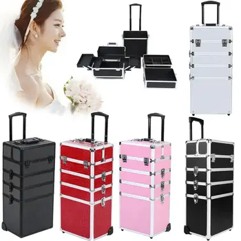 

Yonntech 5 in 1 Cosmetic Beauty Make Up Case Nail Hairdressing Suitcase Makeup Beauty BOX Trolley 5 Colors