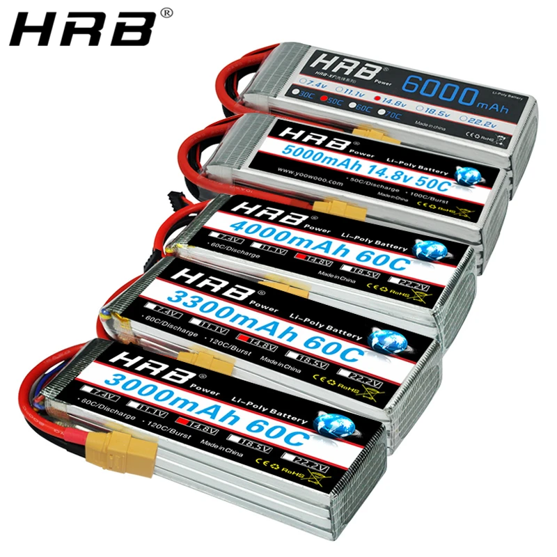 HRB 4S 14 8 V Lipo батарея XT90 2200mah 2600mah 3000mah 3300mah 4000mah 4200mah 5000mah 6000mah 8000mah 12000mah 1800mah RC части |