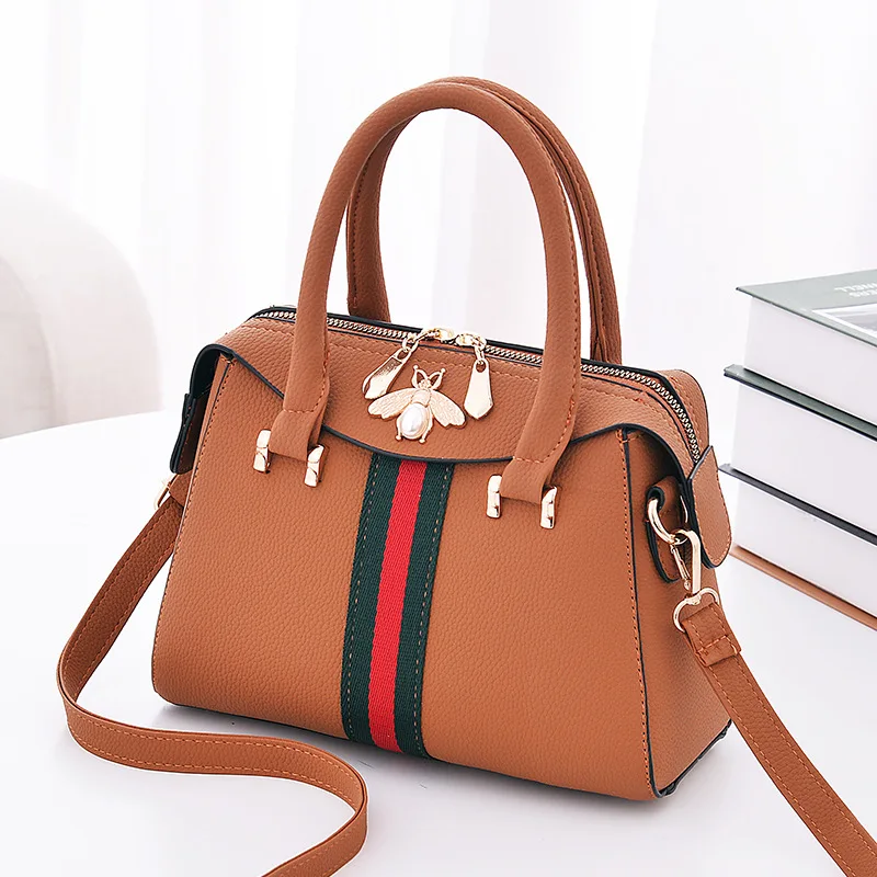 

Contrast Color Webbing Retro Tundish WOMEN'S Fashion Handbag Simple Elegant Bag Messenger Bag New Style Handbag