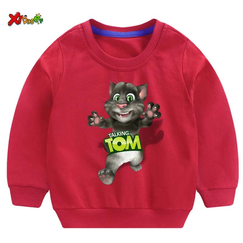 kids sweatshirt Детская толстовка с капюшоном; одежда для маленьких девочек и мальчиков; футболка с длинными рукавами и принтом говорящего кота; топы; детская одежда; забавная одежда - Цвет: kids sweatshirt