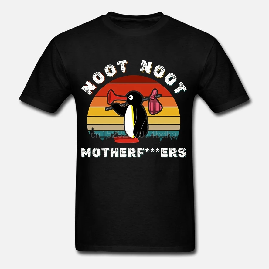 Noot Pingu Meme Мужская черная футболка высокого качества |