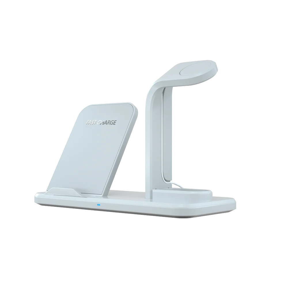 Белый 3 в 1 10 Вт Qi Беспроводное зарядное устройство для iWatch серии 4 3 2 AirPods Qi Быстрая зарядка для Apple Watch iPhone XS XR X 8 samsung S10 S9 - Цвет: Белый