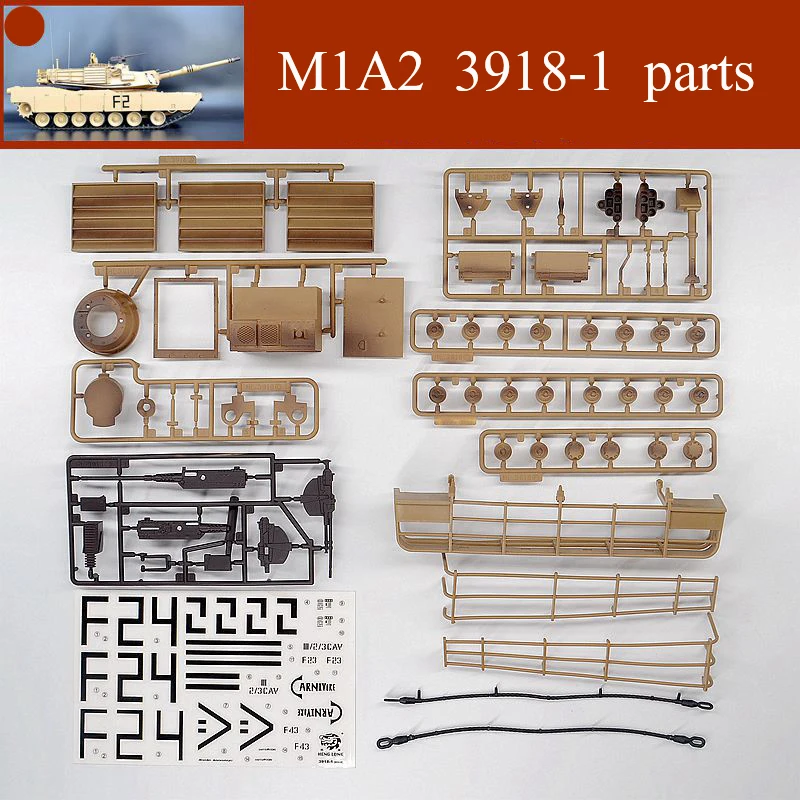 

1Set M1A2 Self-assembly Accessories UV Sticker/Rope/Turret Guardrail/Decorative Wheel for 1/16 Henglong Abrams 3918-1 RC Tank