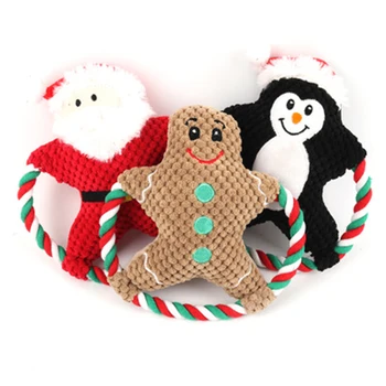 

Dog Bite Rope Molar Vent Christmas Cartoon Portable Pet Vocal Toy Santa Claus Plush Toys For Dogs Cute Biting Rope