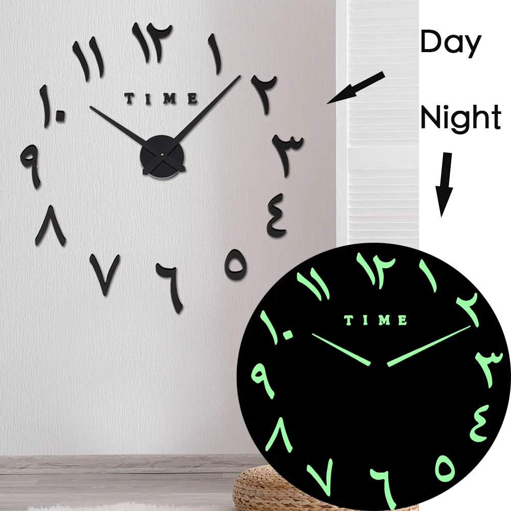 Светящиеся модные часы настенные Horloge 3d Diy акриловые зеркальные наклейки