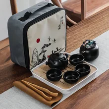 KitchenAce китайский керамический чайный набор кунг-фу фарфоровый портативный чайный сервиз чайная чашка чайная церемония гаджет чайный сервиз гаджеты дорожный чайный сервиз