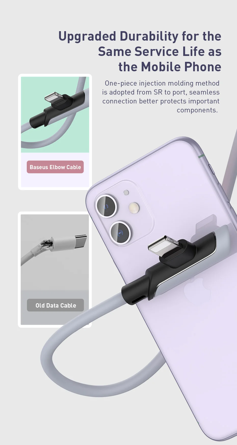 Baseus USB кабель для iPhone 11 XR 8 зарядный кабель PD 18 Вт Быстрая зарядка USB C для Lightning Кабель локоть зарядное устройство кабель для передачи данных