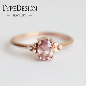 

Ellipse Pink CZ Engagement Rings For Women Rose Gold Wedding Ring Dainty Valantine's Gift For Girl Friends Romantic Jewelry 6-10