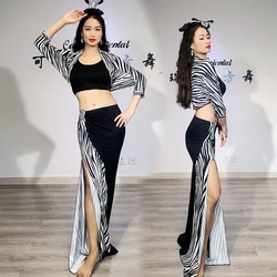 Belly Dance Suit Belly Dance Practice Clothes Oriental Dance Clothes Practice Clothes Suit Plus Size Zebra Pattern 4-piece set