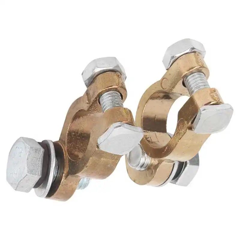 2pcs Car Positive Negative Connectors Good Conductivity Brass Material Post 300a Large Current M10 Single Screw For Automobiles Battery Terminal Connectors