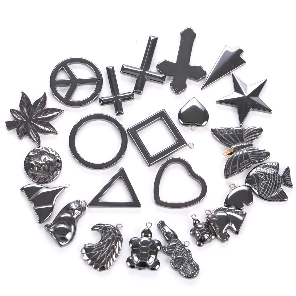 Elegant Black Hematite Stone Animal Charms Pendant