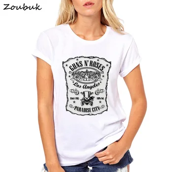 

2020 Guns n Roses Rock Roll T Shirts women t-shirt GNR White cotton Tshirt Vintage Hip Hop Femme Top Tee