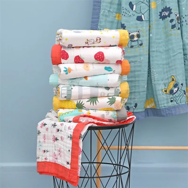 110x110cm 120x150cm 6 Layers Muslin Baby Blankets For Beds Cotton Newborn Blanket Baby Receiving Blankets Swaddling Blanket