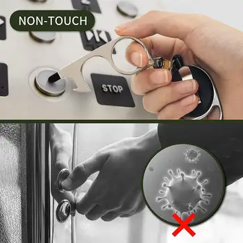 

10Pcs No Touch Bottle Door Opener Button Push Stylus Tip Retractable Keychain Home Supplies