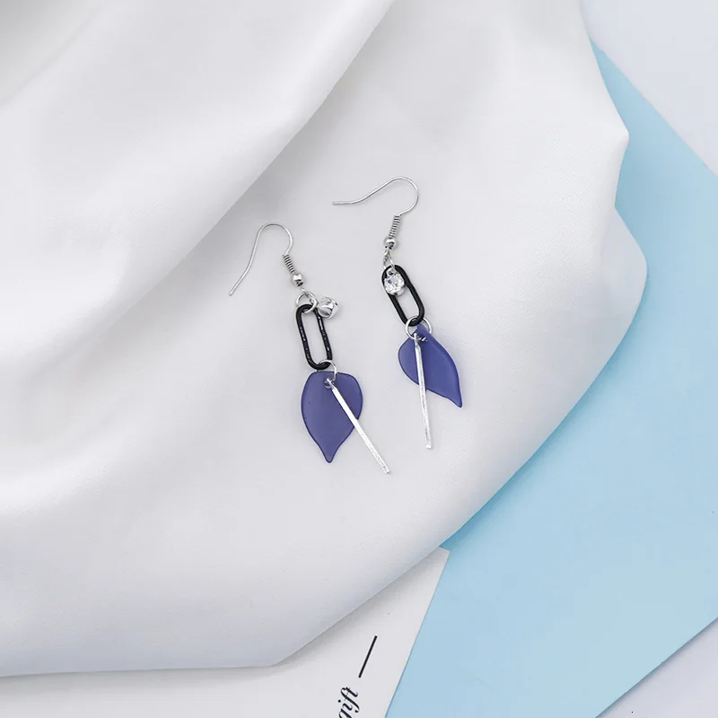 Корейское Сердце цветок геометрические синие дизайнерские Висячие деревянные висячие серьги женские модные ювелирные аксессуары подарок