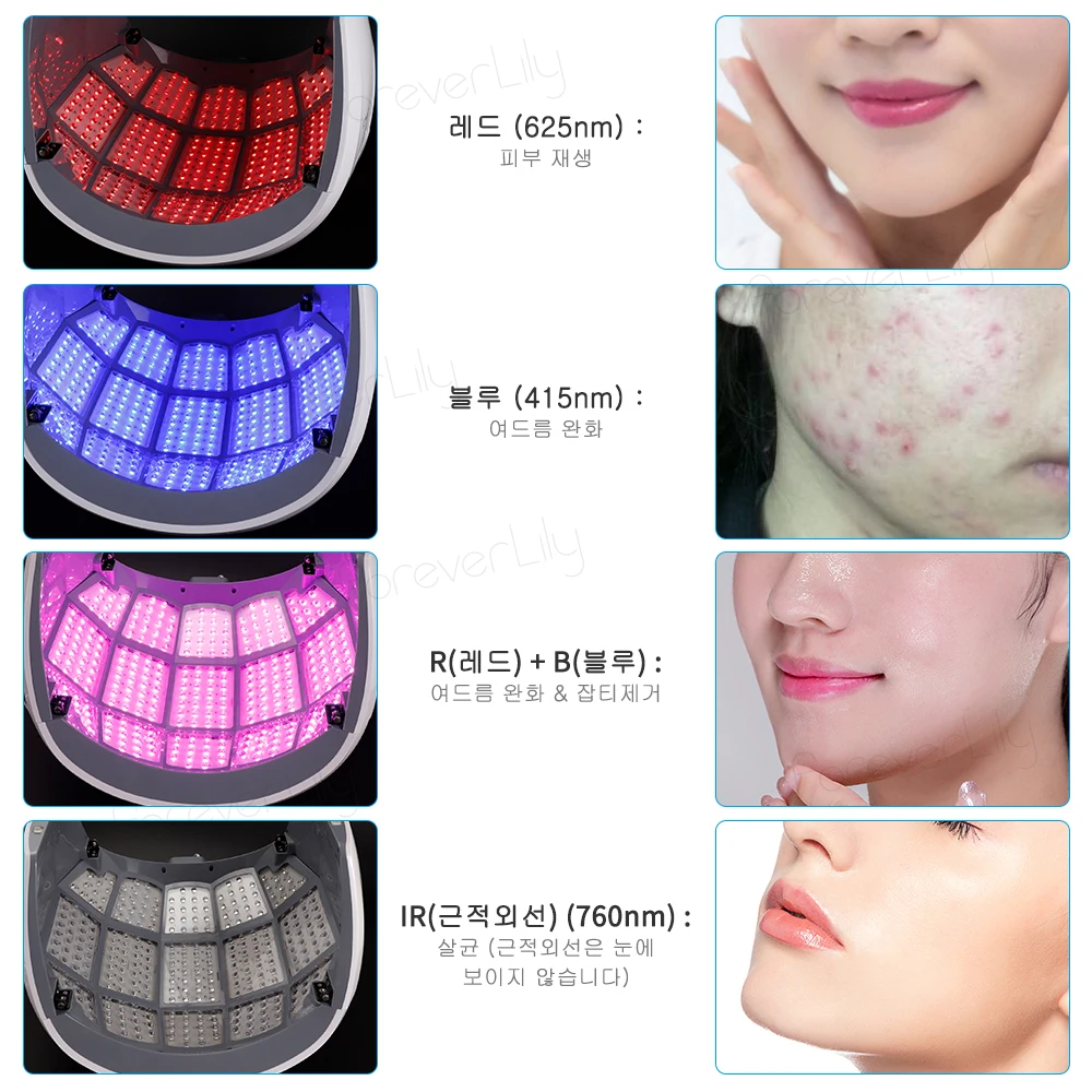  Round Foldable 4 Color PDT LED Photon Light Therapy Facial Mask Skin Rejuvenation Acne Remover Anti - 33040551373