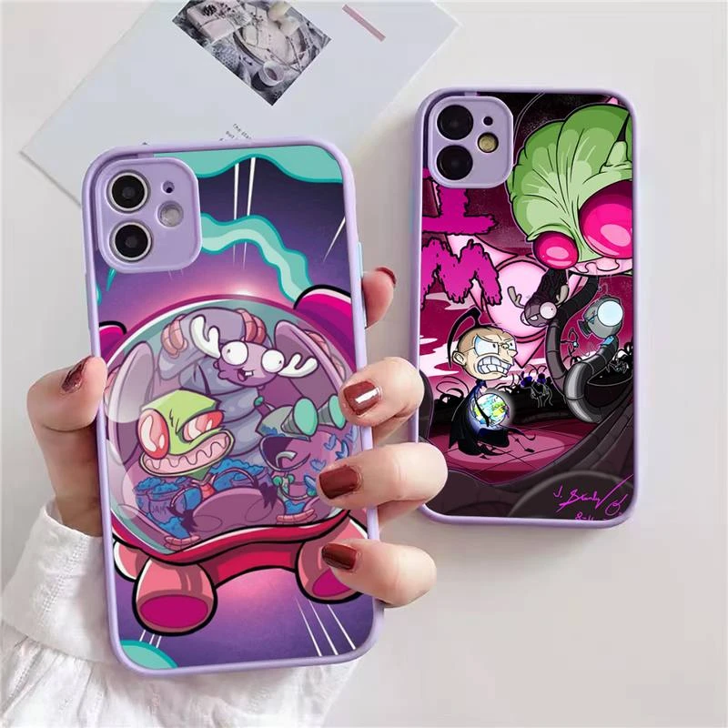 Cartoon Invader Zim Phone Case For Iphone 13 12 11 Xr Xs X 7 8 Pro Max Light Purple Soft Tpu Silicone Clear Case Cover Phone Case Covers Aliexpress