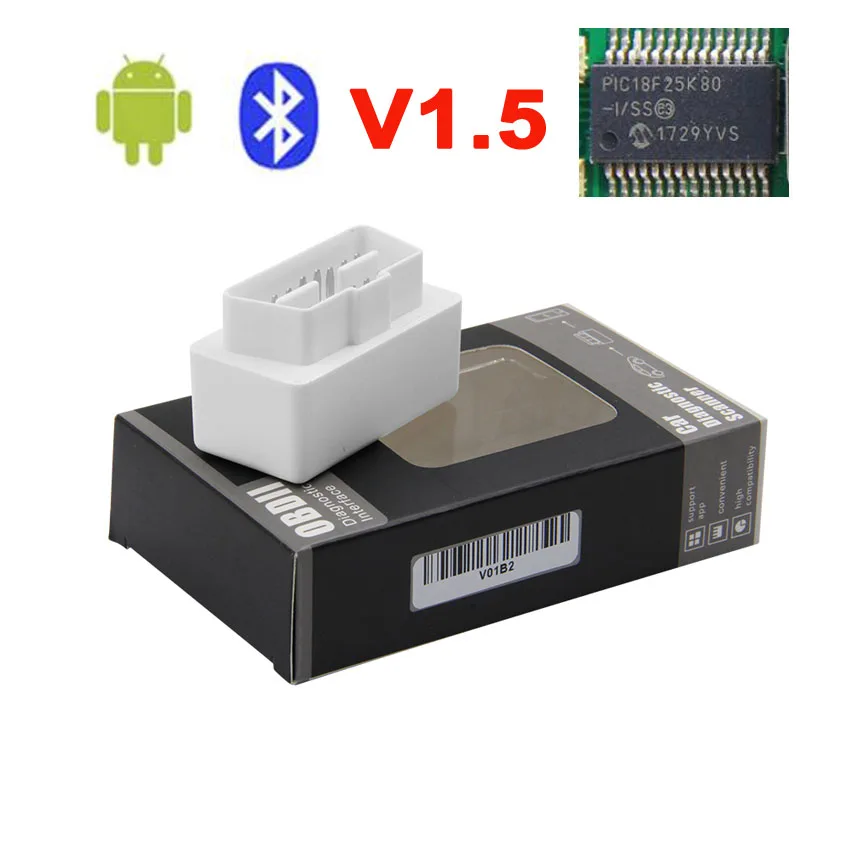 Elm 327 V1.5 Bluetooth OBD2 инструменту диагностики с PIC18F25K80 автомобиль для диагностики телефона Android PK elm327 V2.1 obd2 сканер - Цвет: ELM327 V1.5 MINI