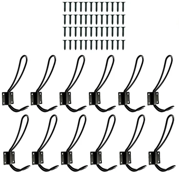 

12Pcs Farmhouse Hooks With Metal Screws Decorative Wall Mounted Rustic Coat Hooks Rack Vintage Organizer Hanging Wire Hook Cloth