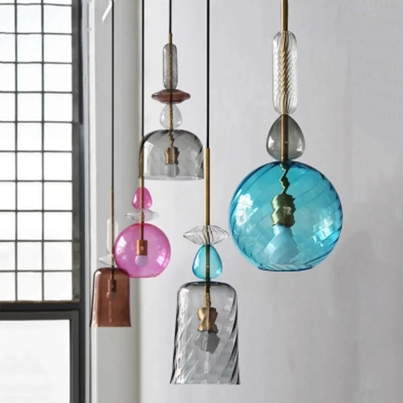 

Nordic Led Trend Creative Personality Pendant Light Molecule Long Pipe Glass Ball Beanstalk Pendant Lamp deco maison