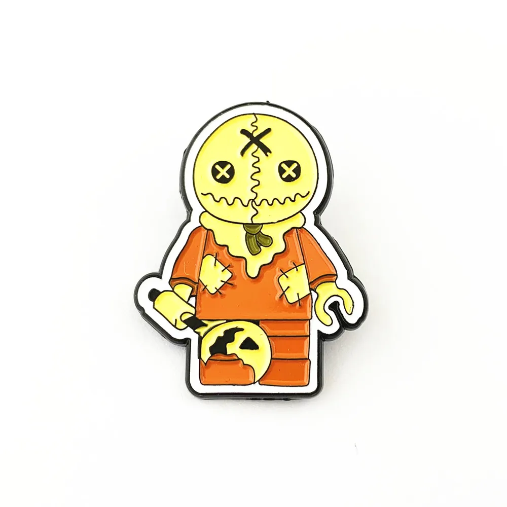Chucky Face Hellraiser Annabelle Captain spaulding Sam кукла трюк или лечение ужасов кожаное лицо булавка DSIJIDA01 - Окраска металла: Родиевое покрытие