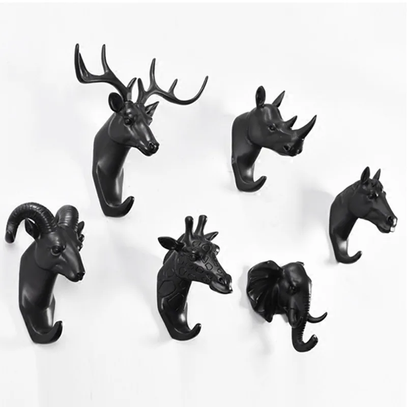 

Deer Head Ornament Wall Decoration Sculpture Resin Crafts Living Room Coat Hook Wall Hanging Statue Home Decoration Accessories
