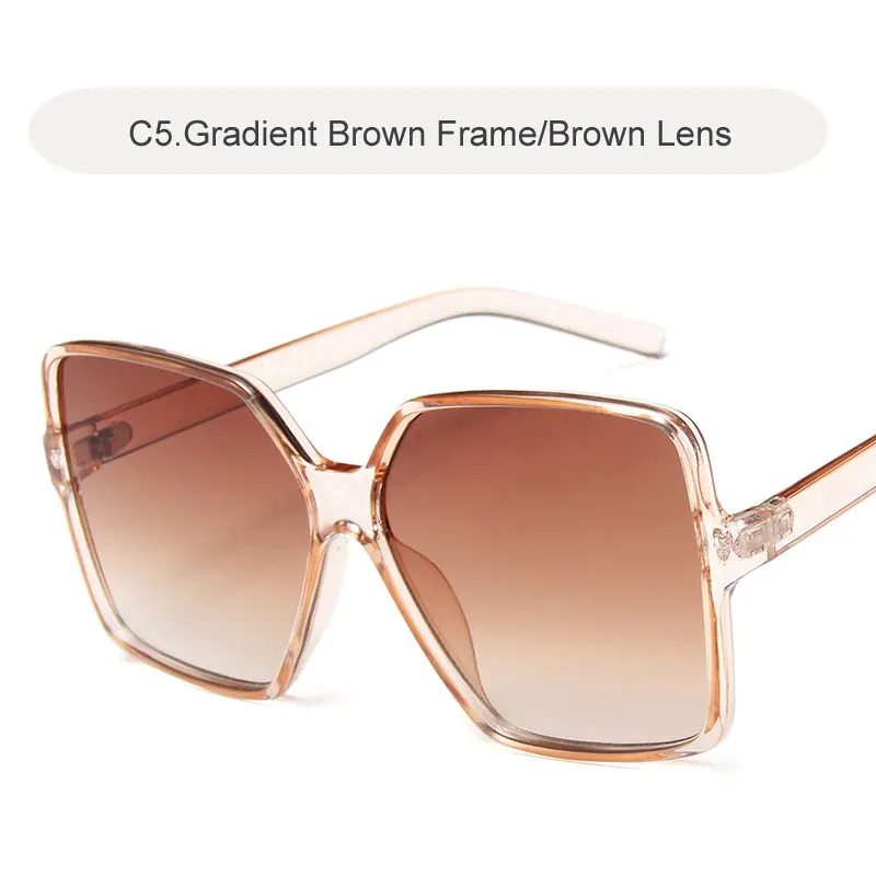 C5 BROWN-BROWN Винтажные Квадратные Солнцезащитные очки больших размеров, женские роскошные брендовые солнцезащитные очки с большой оправой, черные модные градиентные женские очки Oculos - Цвет линз: C5 BROWN-BROWN