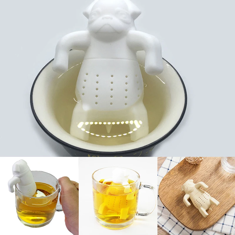 

Creative Dog Pug Shape Tea Diffuser Loose Leaf Strainer Herbal & Fruit Tea Filter Diffuser Food Grade Silicone Strainer