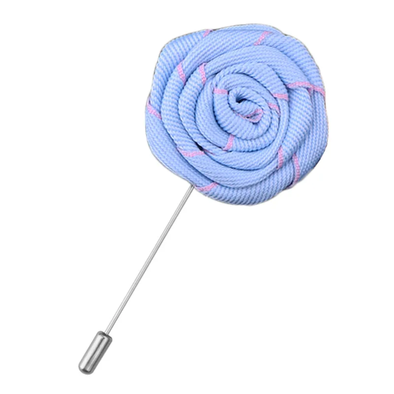 Light blue Высококачественные корейские мужские броши, ручная работа, ткань, цветок розы, длинная брошь, воротник с отворотом, булавка для костюма, рубашки, подарки для мужчин, аксессуары - Окраска металла: Light blue