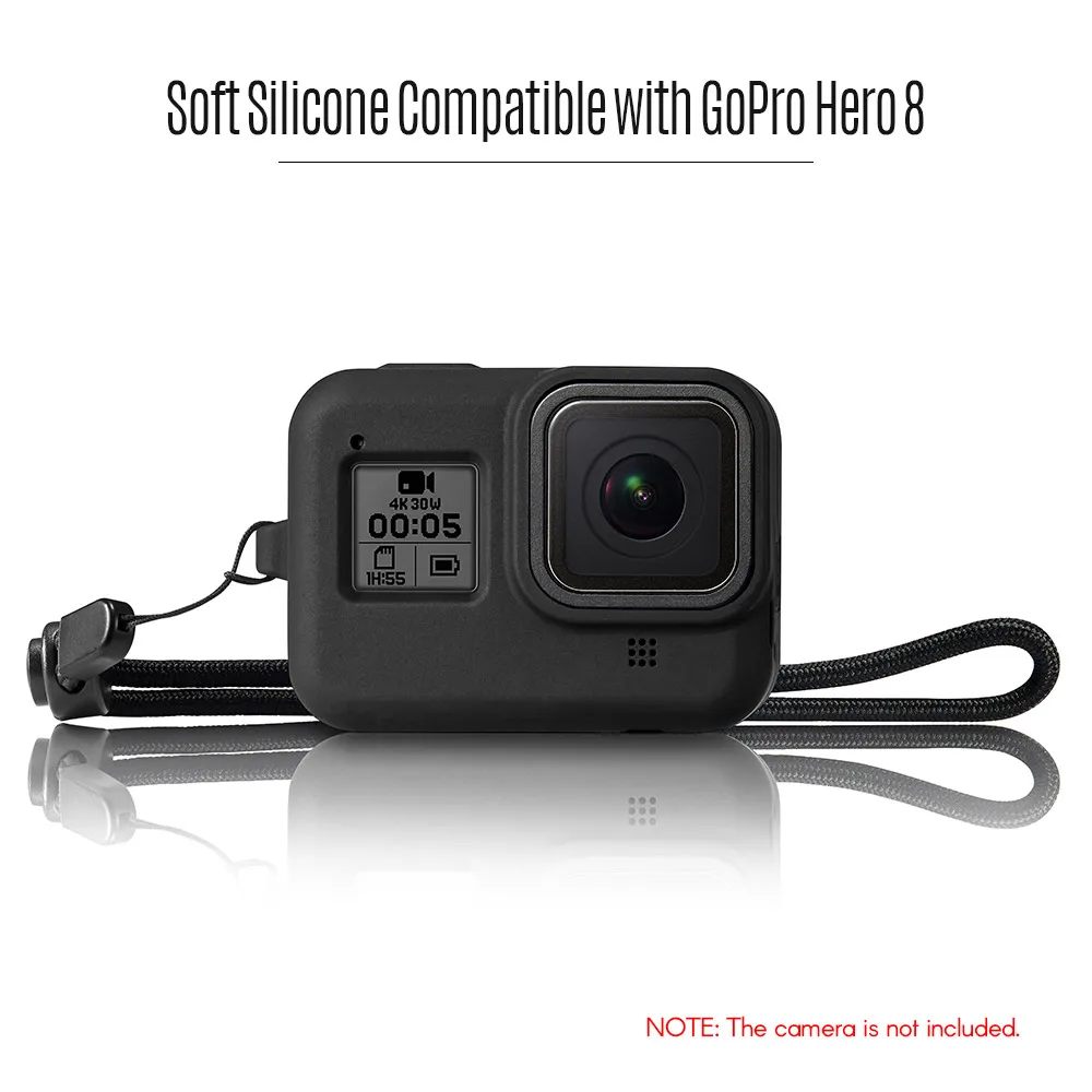 Силиконовый защитный чехол для корпуса, совместимый с GoPro Hero 8, крепление для экшн-камеры, аксессуары для фотосъемки с ремешком