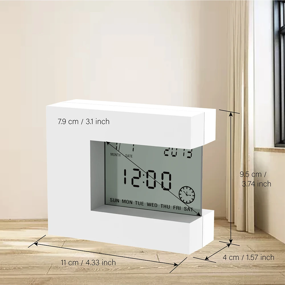 Electronic Clock Home Desk Decoration with Digital LCD Calendar Date Alarm Countdown Timer Temperature Battery Operated Square