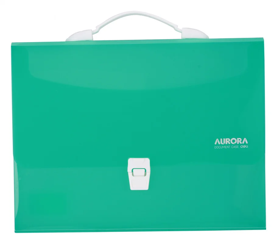 Папка-портфель deli aurora eb50452 1 отдел. a4 ребрист. поверхн. пластик 0.6мм зеленый |