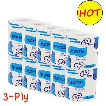 

HotSale 10Rolls Comfortable Toilet Paper Soft Bulk Rolls Bath Tissue Standard 3-Ply Toilet Paper Bulk Rolls Household Bathroom