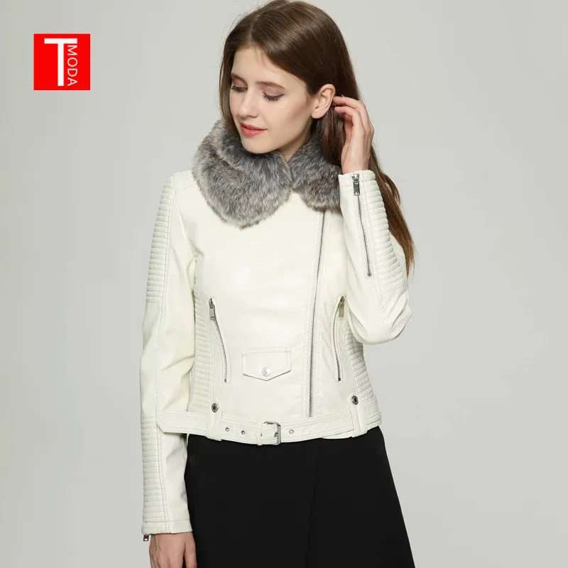 TMODA281 2021 горячие женские зимние теплые куртки из искусственной кожи с меховым