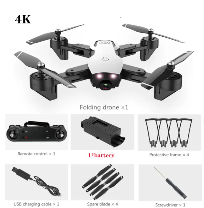 L107 Дрон 4K 2,4G wifi FPV с широкоугольной двойной HD камерой RC вертолет игрушка 20 минут долгое время полета складной портативный - Цвет: White 4K 1B