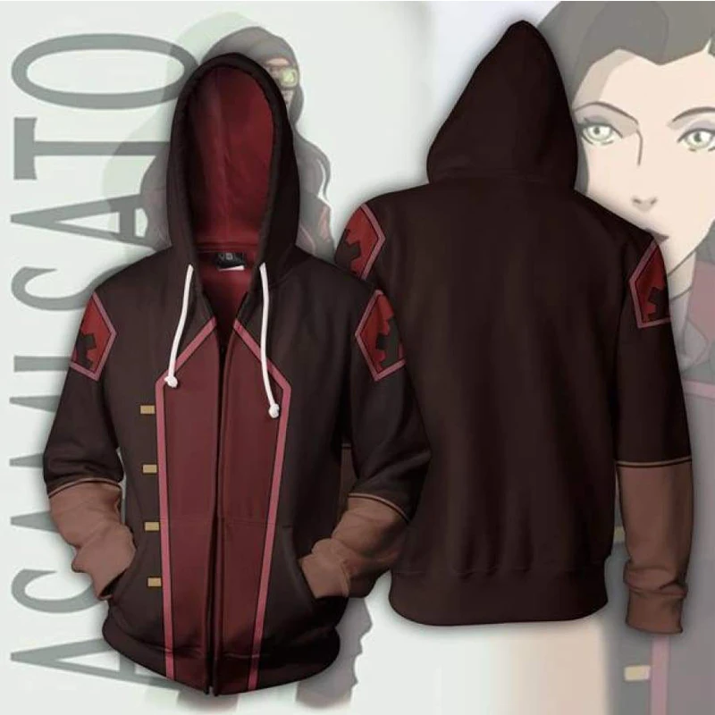 Avatar The Last Airbender Cosplay Hoodies Aang Sweatshirts Katara Sokka Hooded Zipper Jacket Anime Adult Outerwear0 (9)